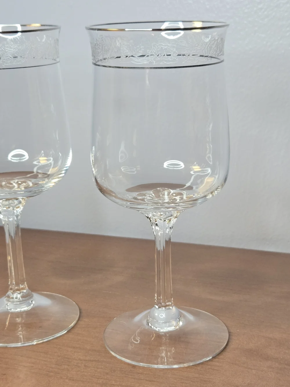 Vintage Lenox Moonspun Etched Platinum Rim Crystal Set Of 4 Wine Glasses 7